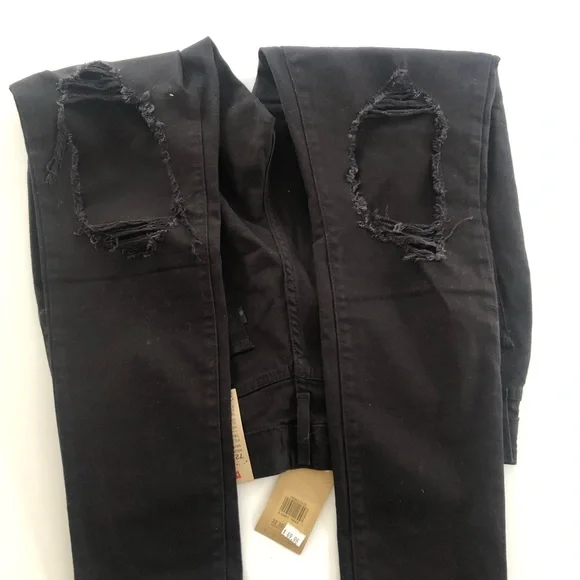 LEVIS 721 BLACK RIPPED JEANS - Picture 4 of 5